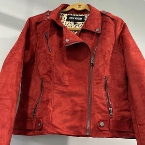 Steve Madden suede biker, dusty red jacket, size‎ large women’s